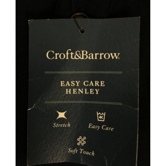 Croft n Barrow Mens Top Size S Easy Care Henley Navy Long Sleeve Navy Blue New - Picture 8 of 16